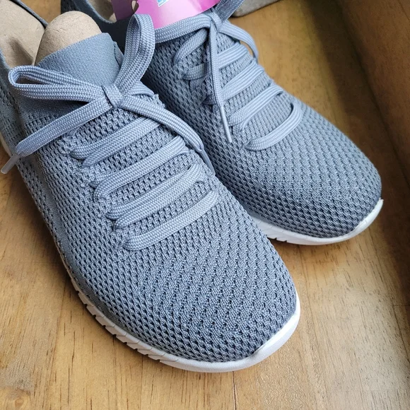 Skechers Faux Lace Stretch Knit Slip-On Sneakers | Outplay | Slate | 9.5 - Picture 6 of 9